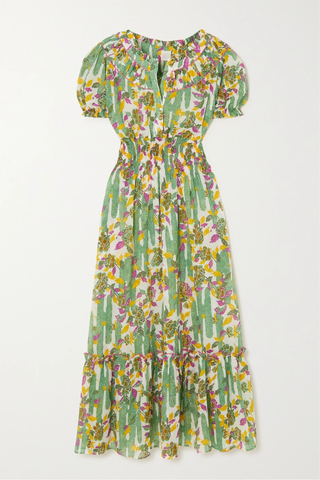 유럽직배송 로레타카포니 원피스 LORETTA CAPONI Dalia ruffled shirred floral-print cotton-voile midi dress 42247633207896030