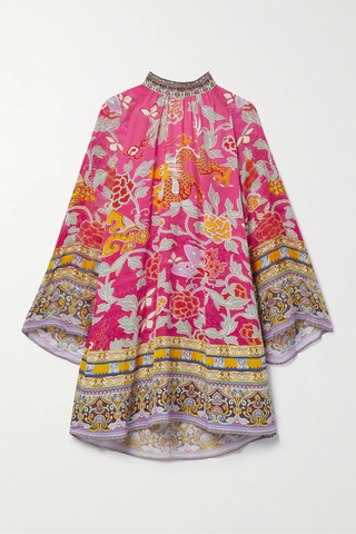 유럽직배송 카밀라 미니원피스 CAMILLA Embellished printed silk crepe de chine and chiffon mini dress 42247633207904619