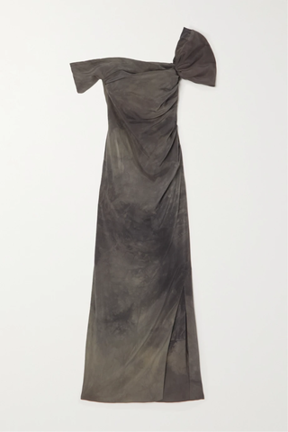 유럽직배송 CORTANA + NET SUSTAIN Cuco one-shoulder draped printed silk-blend crepon midi dress 42247633207887489