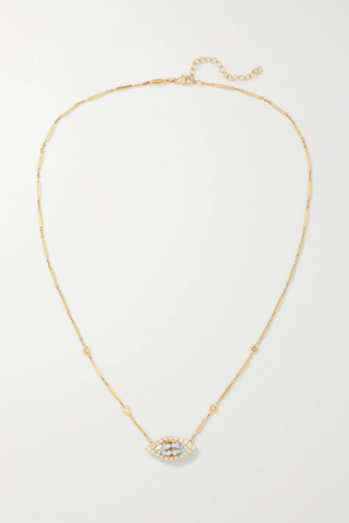 유럽직배송 잭키에이슈 목걸이 JACQUIE AICHE 14-karat gold, diamond and aquamarine necklace 38063312419089266