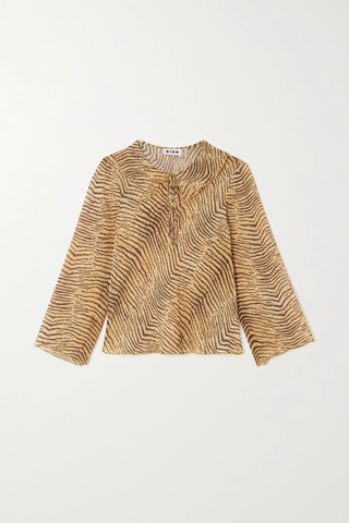 유럽직배송 릭소 블라우스 RIXO Darwin tiger-print georgette blouse 38063312420396107