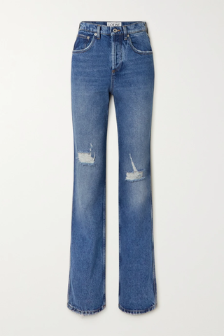 유럽직배송 로에베 청바지 LOEWE Distressed high-rise straight-leg jeans 43769801097466080