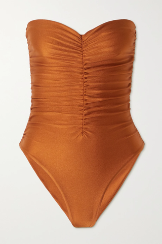 유럽직배송 제이드스윔 JADE SWIM Yara strapless ruched metallic swimsuit 45666037504791372