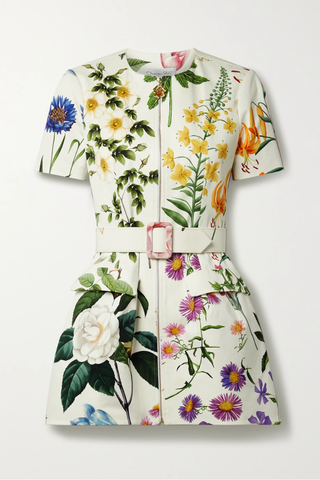 유럽직배송 오스카르데라렌타 미니원피스 OSCAR DE LA RENTA Belted floral-print cotton-blend twill mini dress 38063312420826147