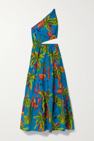 유럽직배송 팜리오 원피스 FARM RIO Sunny Day one-shoulder cutout printed linen-blend maxi dress 42247633207906519