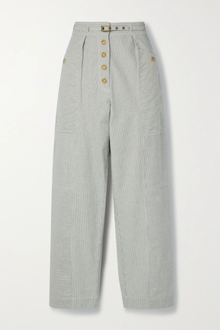유럽직배송 울라존슨 팬츠 ULLA JOHNSON Lennox belted striped cotton-canvas straight-leg pants 43769801096294099