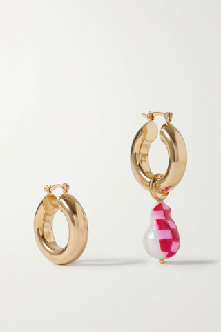 유럽직배송 MARTHA CALVO Checked Out gold-plated pearl hoop earrings 1647597282946990