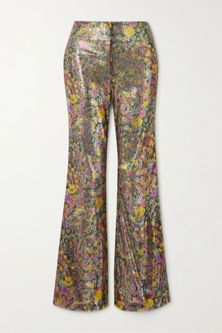 유럽직배송 라더블제이 팬츠 LA DOUBLEJ Disco floral-print sequined tulle flared pants 38063312421204341