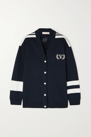 유럽직배송 발렌티노 가디건 VALENTINO Striped embroidered cotton-jersey cardigan 42247633208866232