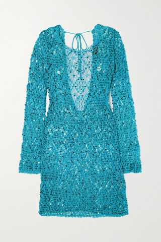 유럽직배송 레트로페테 미니원피스 RETROFÊTE Mira sequin-embellished crochet-knit mini dress 42247633207937257