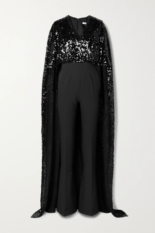 유럽직배송 사피야 점프수트 SAFIYAA Julianna cape-effect sequin-embellished crepe jumpsuit 42247633208579603
