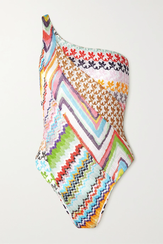 유럽직배송 미쏘니 MISSONI Mare one-shoulder patchwork metallic crochet-knit swimsuit 32027475400243226