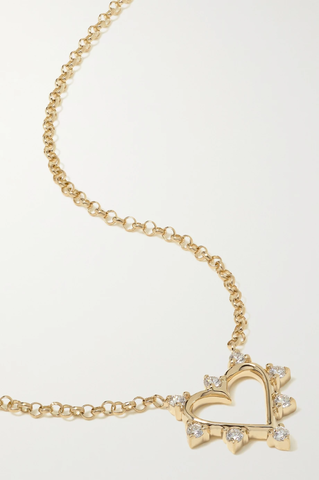 유럽직배송 MARLO LAZ Mini Open Heart 14-karat gold diamond necklace 1647597280487511