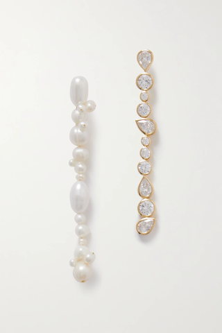 유럽직배송 컴플리티드워크 귀걸이 COMPLETEDWORKS Gold-plated, pearl and zirconia earrings 42247633208538010