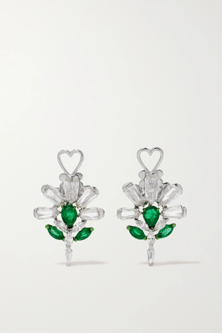 유럽직배송 비나고엔카 귀걸이 BINA GOENKA 18-karat white gold, diamond and emerald earrings 1647597283846018