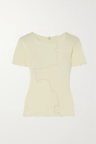 유럽직배송 베이스레인지 티셔츠 BASERANGE Gerrymandered embroidered organic cotton-jersey T-shirt 43769801095778454