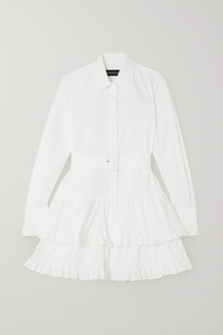 유럽직배송 브랜든맥스웰 미니원피스 BRANDON MAXWELL Ruffled tiered cotton-poplin mini shirt dress 38063312419380164