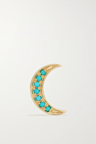 유럽직배송 ANDREA FOHRMAN Mini Crescent 14-karat gold turquoise earring 9465239339545735