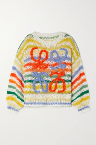 유럽직배송 로에베 스웨터 LOEWE Embroidered striped mohair-blend sweater 43769801097466120