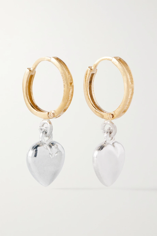유럽직배송 로렌스튜어트 귀걸이 LOREN STEWART Gordita Heart Huggies 10-karat gold and sterling silver hoop earrings 32027475400309803