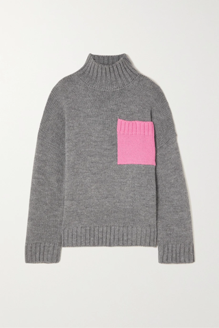 유럽직배송 JW앤더슨 스웨터 JW ANDERSON Oversized embroidered two-tone knitted turtleneck sweater 42247633209237150
