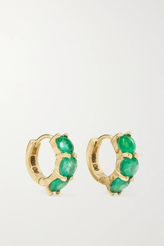 유럽직배송 일레아나마크리 귀걸이 ILEANA MAKRI 18-karat gold emerald hoop earrings 1647597282724942
