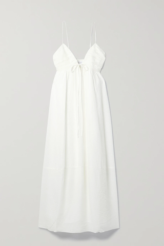 유럽직배송 라린 원피스 LA LIGNE Shirred cotton and silk-blend seersucker midi dress 43769801094717590