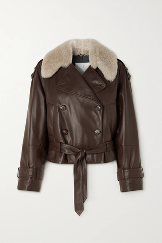 유럽직배송 브루넬로쿠치넬리 자켓 BRUNELLO CUCINELLI Cropped belted shearling-trimmed leather jacket 1647597279389137