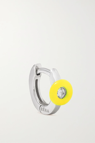 유럽직배송 이이알에이 싱글 귀걸이 EÉRA 18-karat white gold, enamel and diamond single hoop earring 45666037504932877