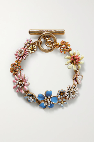 유럽직배송 오스카르데라렌타 팔찌 OSCAR DE LA RENTA Primavera gold-tone, enamel, crystal and faux pearl bracelet 1647597278872014