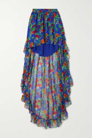 유럽직배송 캐롤라인 콘스타스 스커트 CAROLINE CONSTAS Della asymmetric ruffled floral-print silk-chiffon maxi skirt 38063312420537930