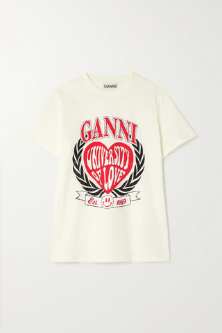 유럽직배송 가니 티셔츠 GANNI Heart University of Love printed organic cotton-jersey T-shirt 38063312420351798