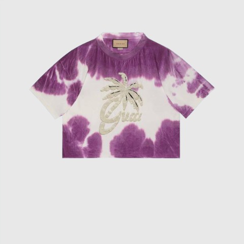 유럽직배송 구찌 티셔츠 GUCCI Cotton cropped T-shirt with embroidery 701898XJEO95994