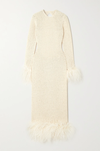 유럽직배송 마그다부트림 원피스 MAGDA BUTRYM Open-back feather-trimmed crocheted cotton-blend midi dress 34344356237635641
