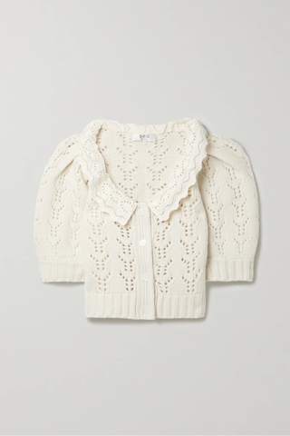 유럽직배송 SEA Zia broderie anglaise-trimmed pointelle-knit merino wool cardigan 1647597284004687