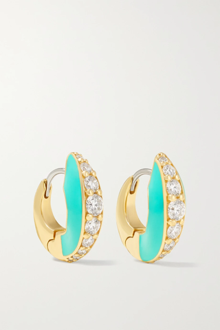 유럽직배송 멜리사케이 귀걸이 MELISSA KAYE Remi 18-karat gold, diamond and enamel hoop earrings 45666037505282694