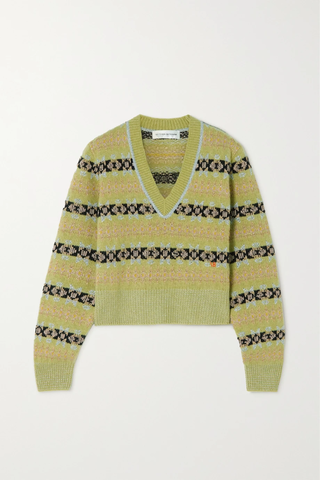 유럽직배송 빅토리아베컴 스웨터 VICTORIA BECKHAM Embroidered Fair Isle metallic wool-blend sweater 43769801095738532