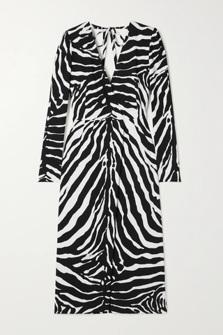유럽직배송 돌체앤가바나 원피스 DOLCE &amp; GABBANA Ruched zebra-print crepe midi dress 43769801097538748