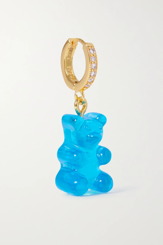 유럽직배송 크리스탈헤이즈 귀걸이 CRYSTAL HAZE JEWELRY Nostalgia Bear gold-plated, resin and cubic zirconia single hoop earring 1647597282948009