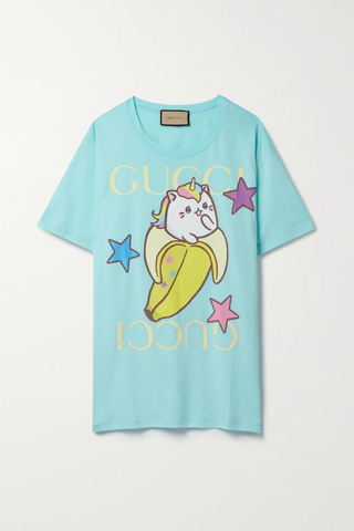 유럽직배송 구찌 티셔츠 GUCCI + Bananya Love Parade printed cotton-jersey T-shirt 45666037504258142