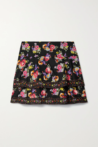 유럽직배송 앨리스앤올리비아 미니스커트 ALICE + OLIVIA Marvis tiered floral-print cotton-blend poplin mini skirt 45666037505248023