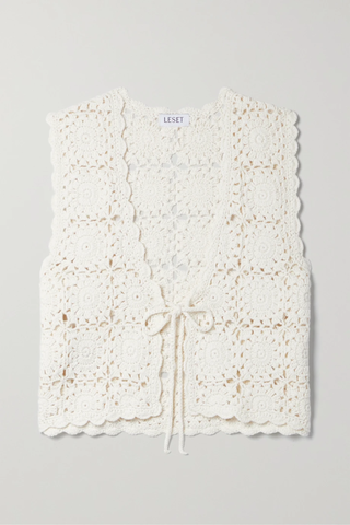 유럽직배송 레셋 LESET Lucy cropped crocheted cotton vest 45666037505293284