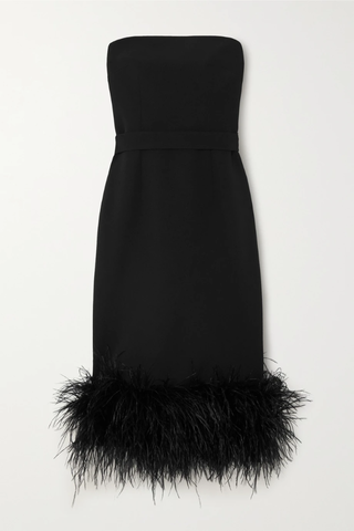 유럽직배송 사피야 원피스 SAFIYAA Goya strapless feather-trimmed crepe midi dress 42247633208579601