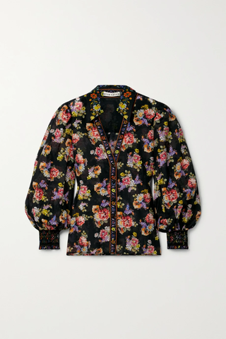 유럽직배송 앨리스앤올리비아 블라우스 ALICE + OLIVIA Cosima floral-print cotton and silk-blend blouse 45666037505248039