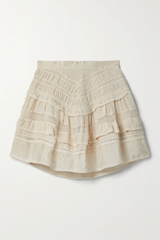 유럽직배송 이자벨마랑 미니스커트 ISABEL MARANT Constance tiered crocheted cotton-trimmed silk mini skirt 43769801094921600