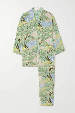 유럽직배송 올리비아본할 파자마세트 OLIVIA VON HALLE Casablanca printed silk crepe de chine pajama set 38063312418812786