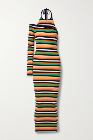 유럽직배송 몬세 원피스 MONSE One-sleeve layered striped ribbed stretch wool-blend halterneck midi dress 38063312419571587
