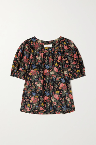 유럽직배송 THE GREAT. The Carriage gathered floral-print cotton-voile blouse 43769801095399989