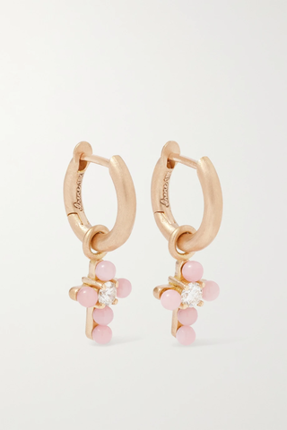유럽직배송 아이린뉴워스 귀걸이 IRENE NEUWIRTH Gumball 18-karat rose gold, opal and diamond hoop earrings 32027475399801554