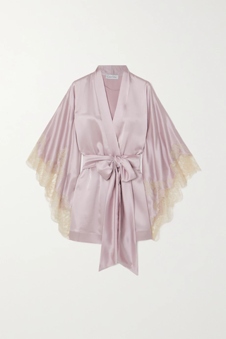유럽직배송 카린길슨 CARINE GILSON Belted Chantilly lace-trimmed silk-satin robe 1647597285252725